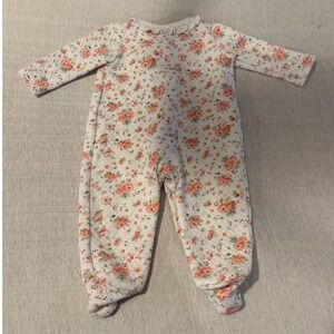 Laura Ashley Baby Floral Quilted Footie Sleeper White Orange 3-6 Months Romper